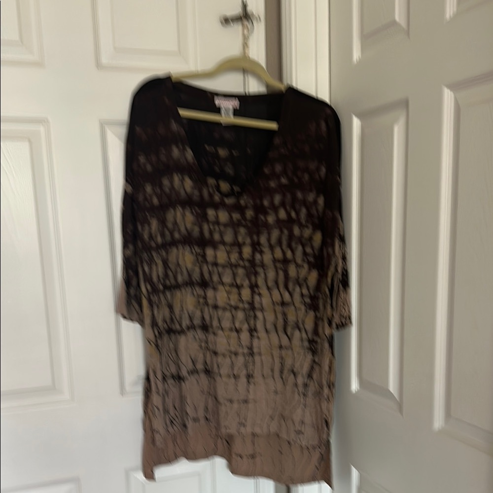 Brown Relaxed Ruched Tunic